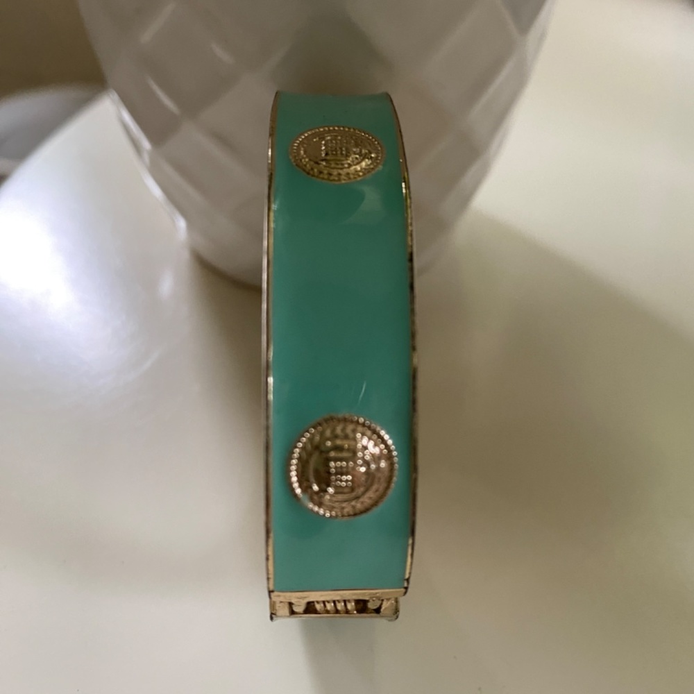 Turquoise and gold cuff bangle - Picture 3 of 3